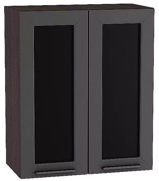 Шкаф верхний с 2-мя остекленными дверцами Глетчер 720х600 Маренго Силк/Венге