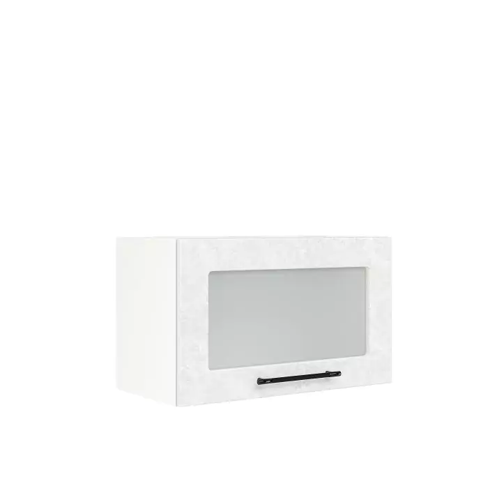 Шкаф верхний горизонтальный со стеклом ШВГС 600 "София" Нувель (бетон белый) дизайн 1