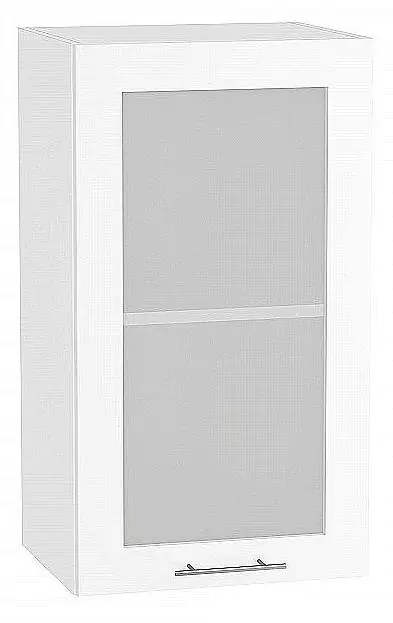 Шкаф верхний с 1-ой остекленной дверцей Валерия-М 920х400 Белый глянец/Белый