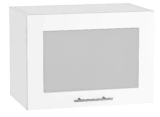 Шкаф верхний горизонтальный остекленный глубокий Валерия-М 500 Белый глянец/Белый