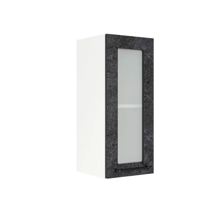 Шкаф верхний со стеклом ШВС 300 "София" Нувель (бетон черный) дизайн 1