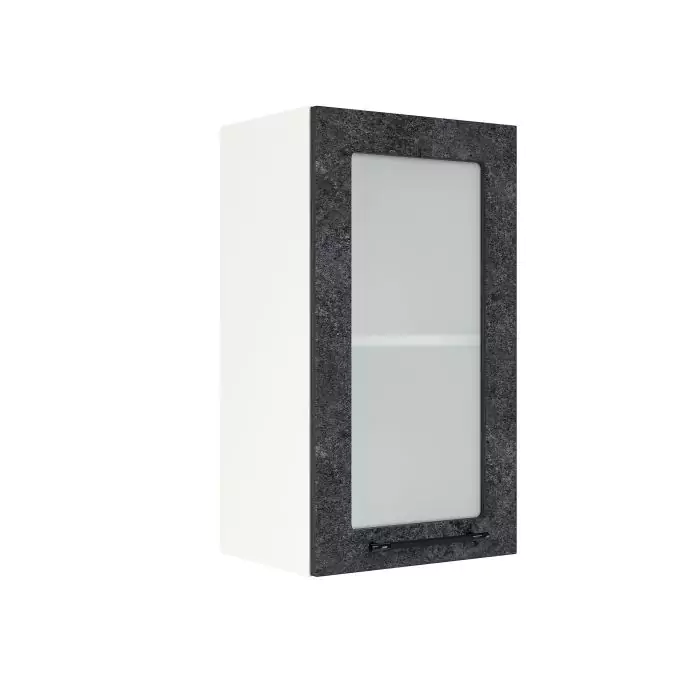 Шкаф верхний со стеклом ШВС 400 "София" Нувель (бетон черный) дизайн 1