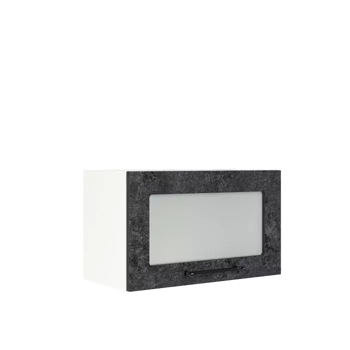 Шкаф верхний горизонтальный со стеклом ШВГС 600 "София" Нувель (бетон черный) дизайн 1