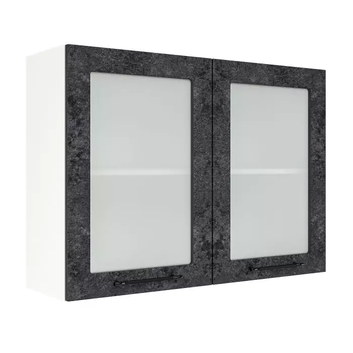 Шкаф верхний со стеклом ШВС 1000 "София" Нувель (бетон черный) дизайн 1