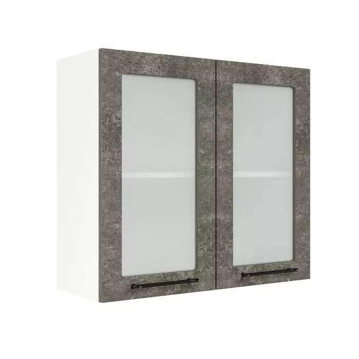 Шкаф верхний со стеклом ШВС 800 "София" Нувель (бетон коричневый) дизайн 1