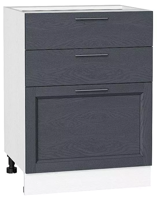 Шкаф нижний с 3-мя ящиками Сканди 600 Graphite Softwood/Белый