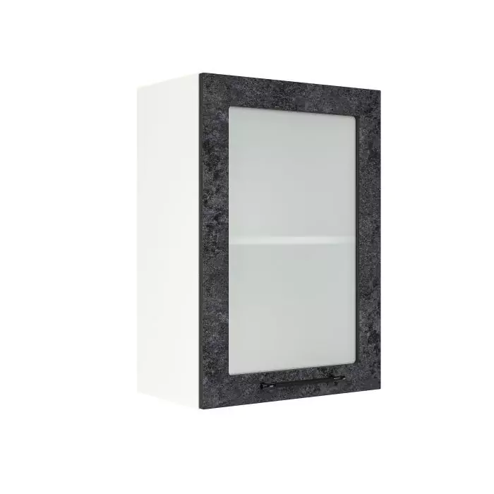 Шкаф верхний со стеклом ШВС 500 "София" Нувель (бетон черный) дизайн 1