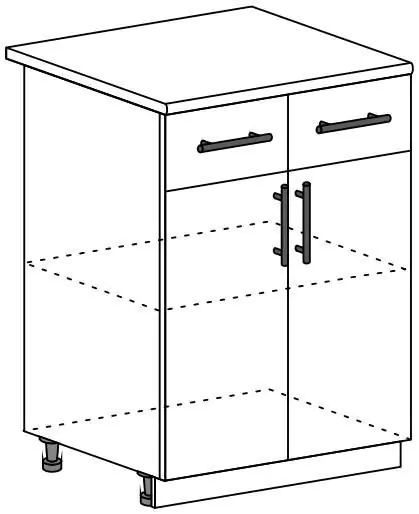 Шкаф нижний с 2 ящиками и створками ШН1Я 600 арт153