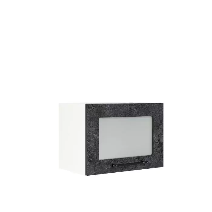 Шкаф верхний горизонтальный со стеклом ШВГС 500 "София" Нувель (бетон черный) дизайн 1