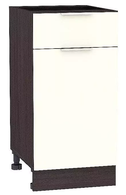 Шкаф нижний с 1-ой дверцей и ящиком Терра 400 Ваниль Софт/Венге
