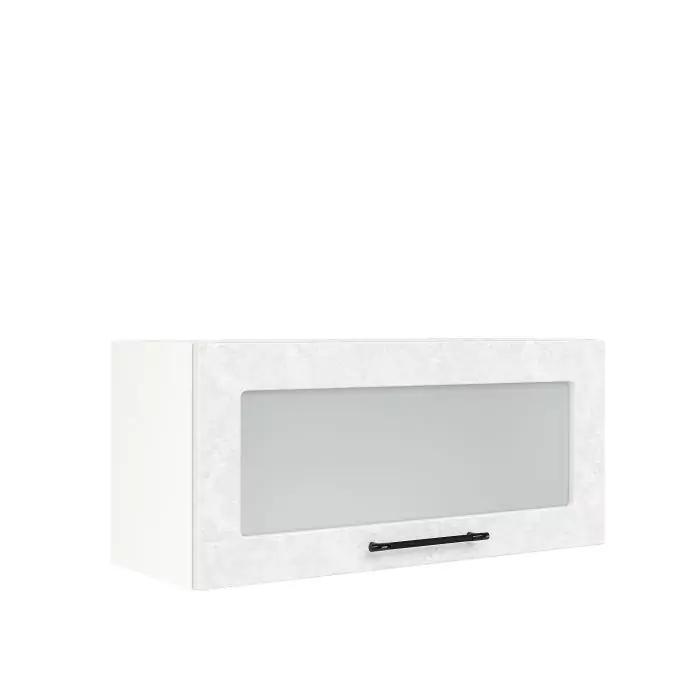 Шкаф верхний горизонтальный со стеклом ШВГС 800 "София" Нувель (бетон белый) дизайн 1