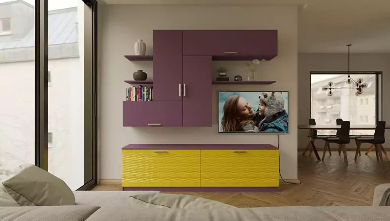 Стенка в гостиную 3D глянец 18, Фиолетовый