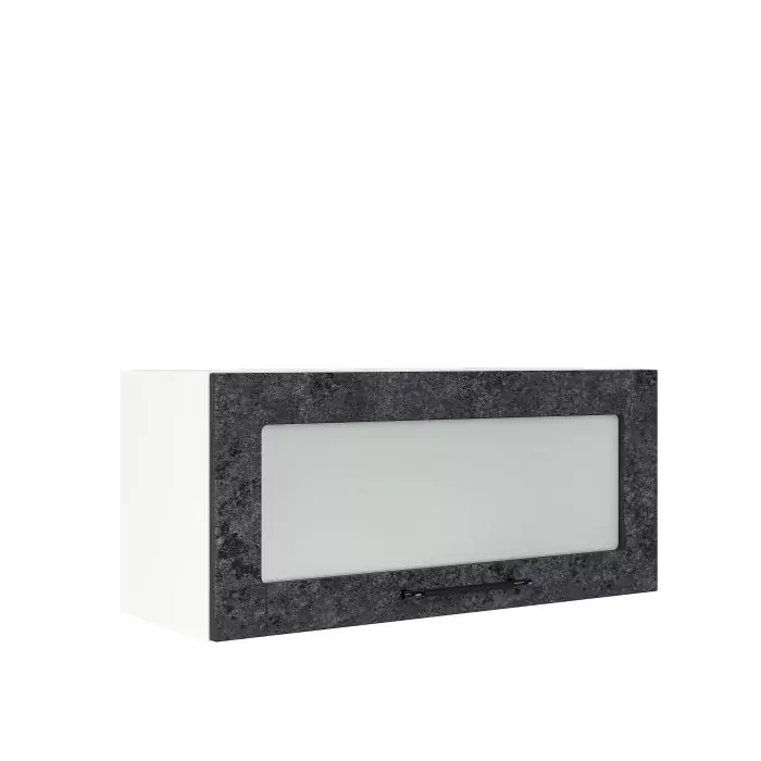 Шкаф верхний горизонтальный со стеклом ШВГС 800 "София" Нувель (бетон черный) дизайн 1