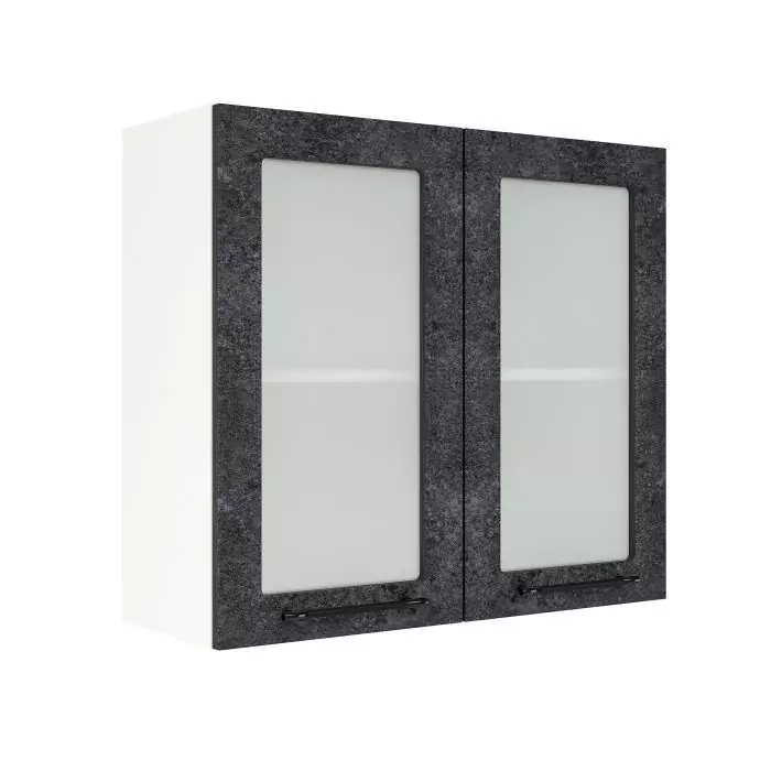 Шкаф верхний со стеклом ШВС 800 "София" Нувель (бетон черный) дизайн 1