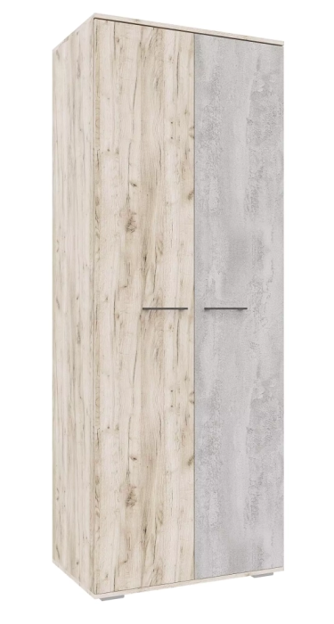 Шкаф распашной Бостон 2-дверный 0.8 м, дуб крафт серый/бетонный камень