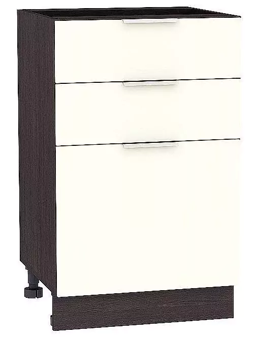 Шкаф нижний с 3-мя ящиками Терра 500 Ваниль Софт/Венге