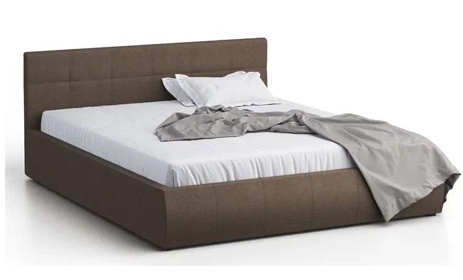 Кровать двуспальная Лофт 160 без ПМ рогожка коричневая