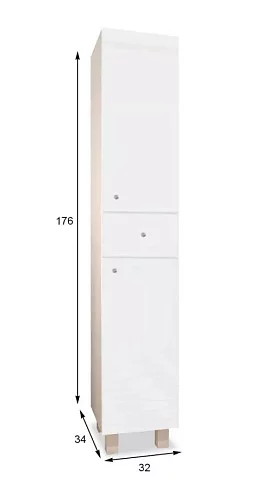 Пенал для ванной Мебелеф-2, Белый
