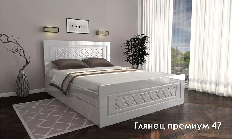 Кровать Глянец премиум 47 с Матрасом Дивано НПБ, Белый