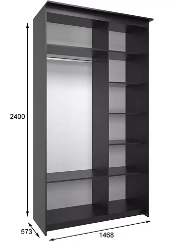 Шкаф-купе Эконом Миллениум 1468х2400х573 1 зеркало, Коричневый