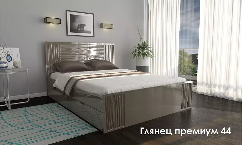 Кровать Глянец премиум 44 с Матрасом Дивано НПБ, Коричневый
