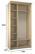 Шкаф-купе Эконом Миллениум 1184х2400х423 1 зеркало светлый роникон