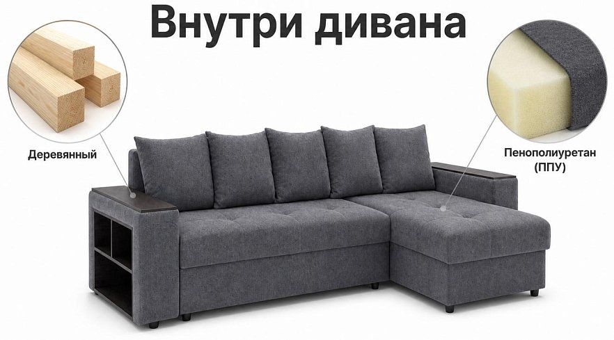 Угловой диван Комфорт Евро, Серый
