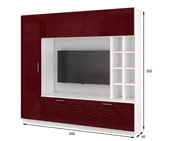 Стенка Стенка-горка Купертино Глянец 3D 3, Красный