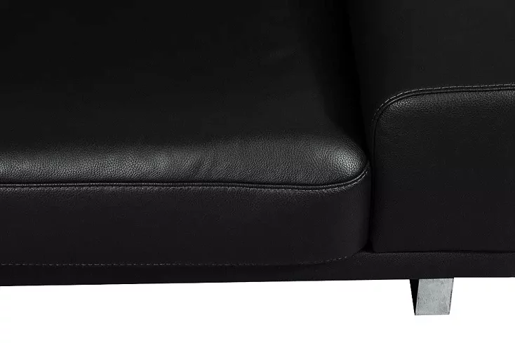 Угловой кожаный диван Рипозо (Лофт), Черный