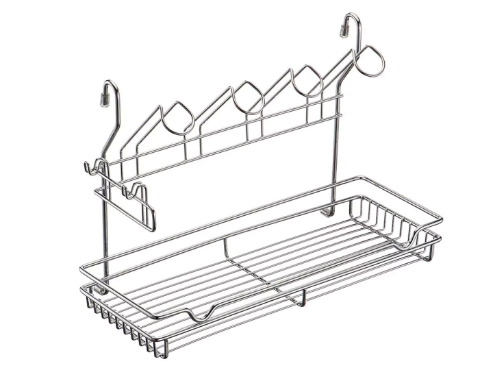 Полка одноярусная с подставкой для 4-х кружек (Аксессуары для кухни, рейлинги), Металлик