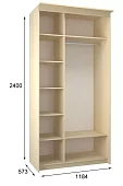 Шкаф-купе Эконом Миллениум 1184х2400х573 1 зеркало Бежевый