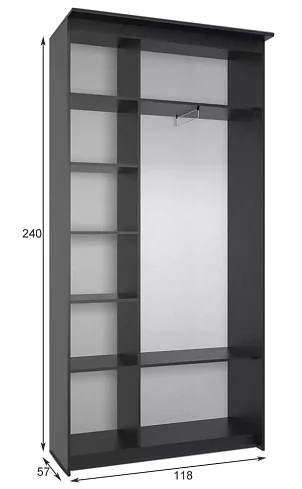 Шкаф-купе Эконом Миллениум 1184х2400х573 1 зеркало, Коричневый
