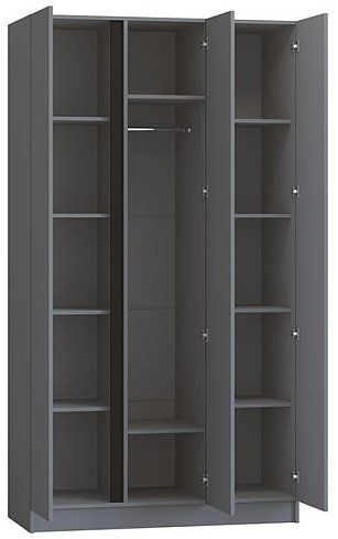 Шкаф распашной Корд 3-дверный 1.2 м, графит, Серый