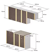 Кухня Бланка СТЛ.094.00 Белый/темный СП Коричневый
