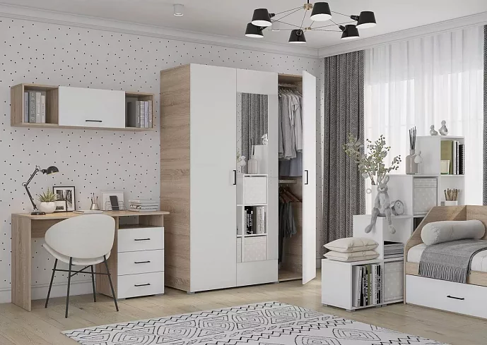 Шкаф Квадро 3-х ств 1350, Белый