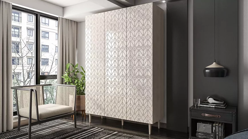 Шкаф распашной Сканди (Йорк 8), Бежевый