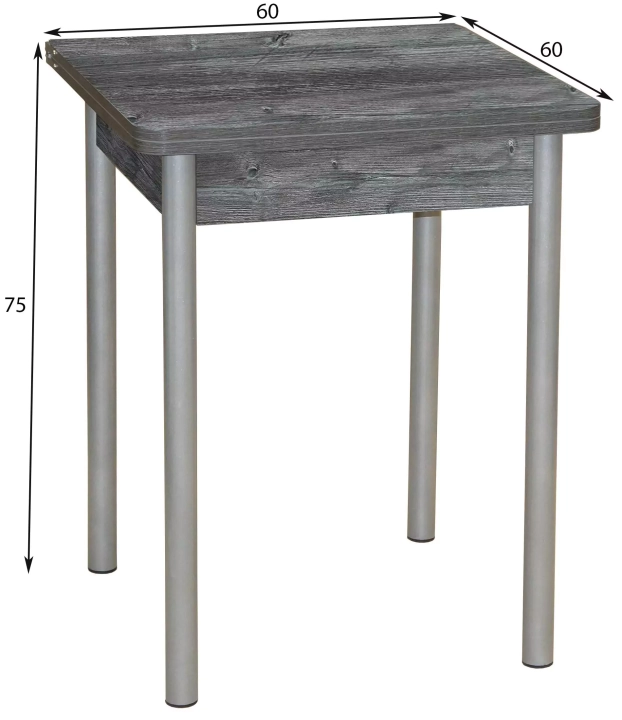 Стол обеденный раскладной ЭКО 60*60 Сосна пасадена/Серебристый металлик 2