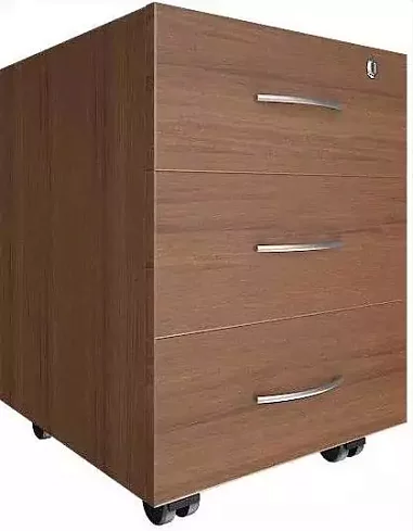 Тумба подкатная (3 ящика, с замком) Нова С (НОВА S), Коричневый