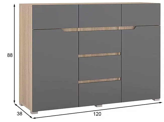 Комод Анталия 1200, Серый