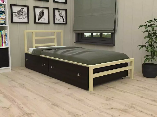 Односпальная кровать Титан 90 (с ящиком), Белый