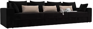 Прямой диван Майами Лонг Еврокнижка Черный