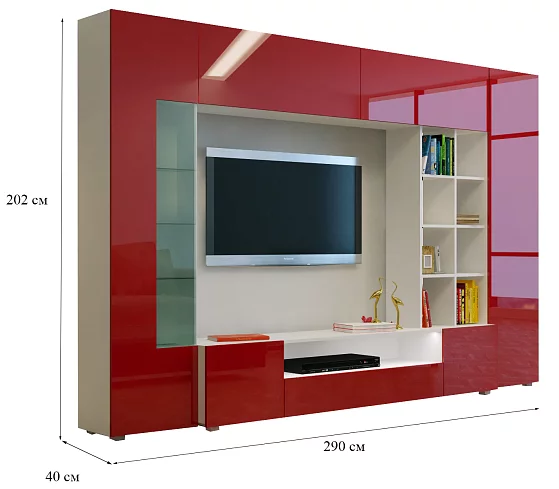 Стенка в гостиную Денди 1 Купертино, Красный