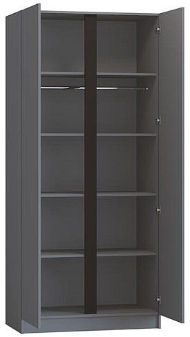 Шкаф распашной Корд 2-дверный 1.0 м, графит, Серый