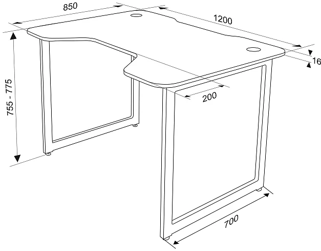 Стол игровой Найт TABLE L, Красный