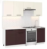 Кухня Бостон 2.1м (жемчуг/глянец горький шоколад) Коричневый