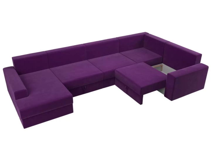 ф13а Угловой диван Мэдисон - П микровельвет фиолетовый подушки черные фиолетовые фото6