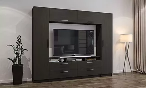 Стенка Купертино ЛДСП темный с ручками