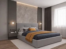 Кровать Мика 140x200 (с основанием) серая Кровати без механизма Серый