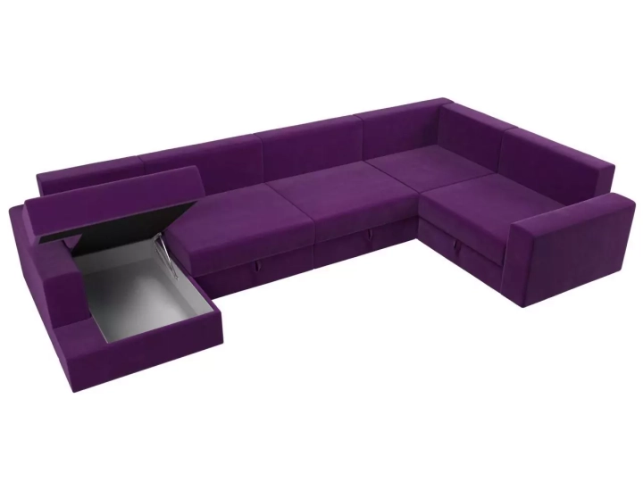 ф13а Угловой диван Мэдисон - П микровельвет фиолетовый подушки черные фиолетовые фото5