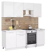 Кухня Бостон 2.1м (белый металлик) Белый